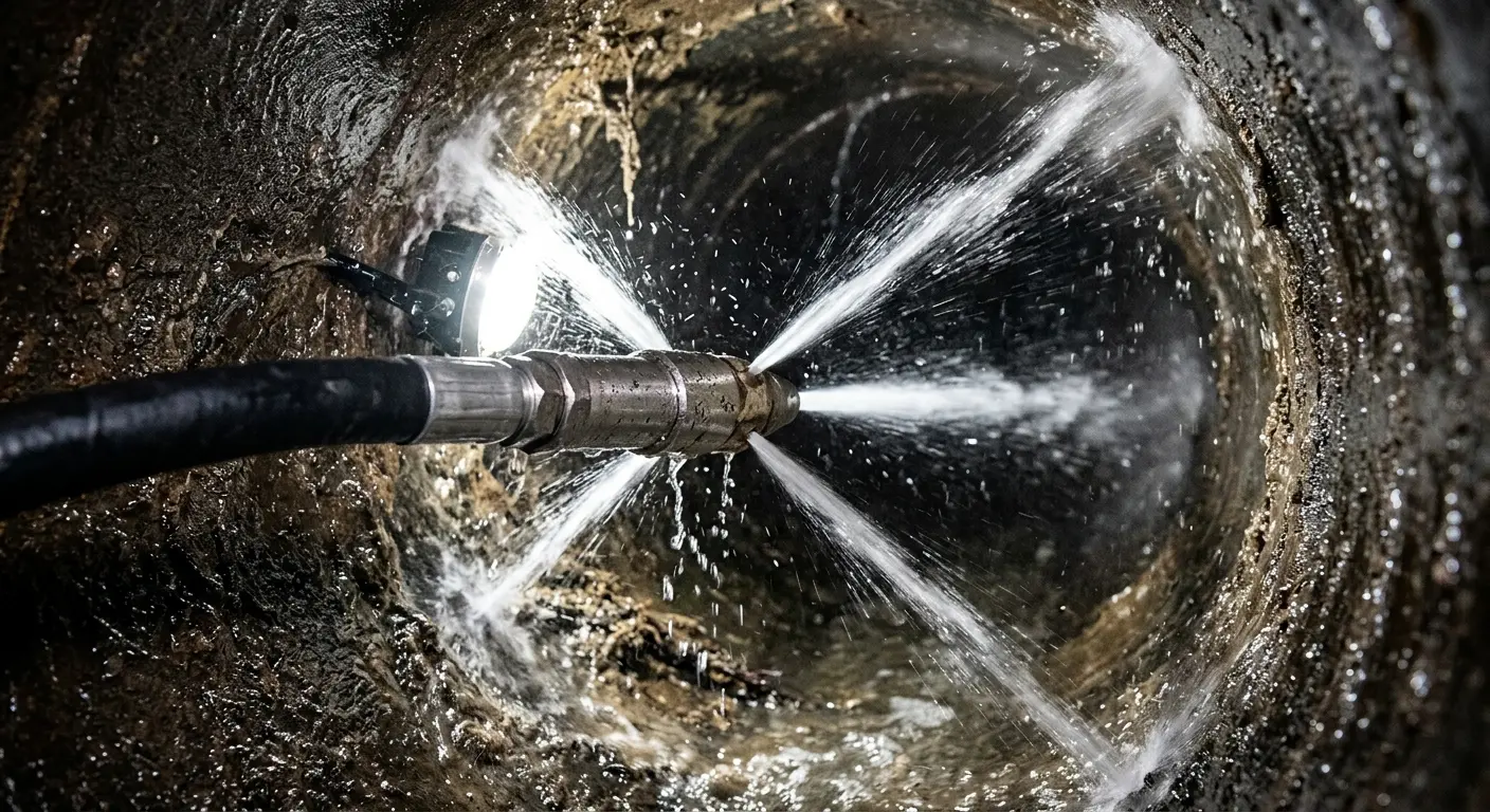 High-pressure hydro jetting nozzle cleaning sewer pipe for Sewer Cleanout in Pooler